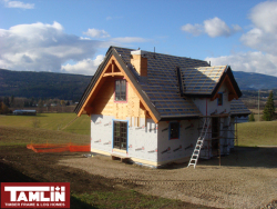Tamlin Homes-Enderby BC Project - Timber Frame Up, Roofing Completed