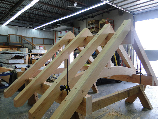 Timber Trusses Test-Fitting before Adding to House Package